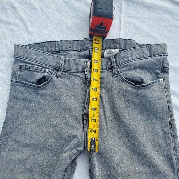 H&M &Denim Slim Low Waist Stretch Heathered Black Grey Jeans - 32W 30L - Picture 12 of 13